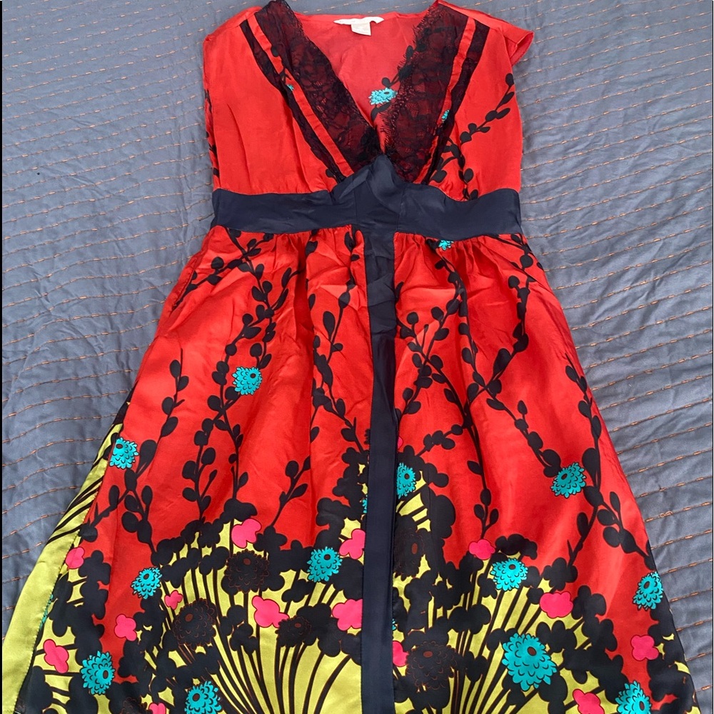 Red floral (silk) dress
